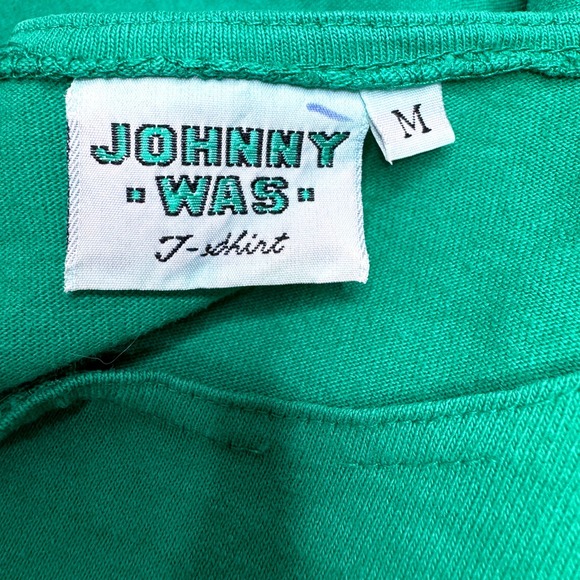 JOHNNY WAS T-Shirt Maxi Dress MED Long Sleeve Embroidered Fish Kelly Green - Picture 3 of 12